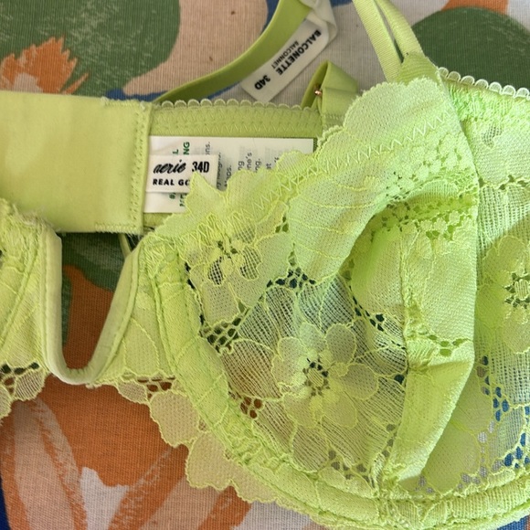 Aerie Balconette Bra Lime Lace ~Real Good~size 34D NWT $44.95 - Picture 3 of 5